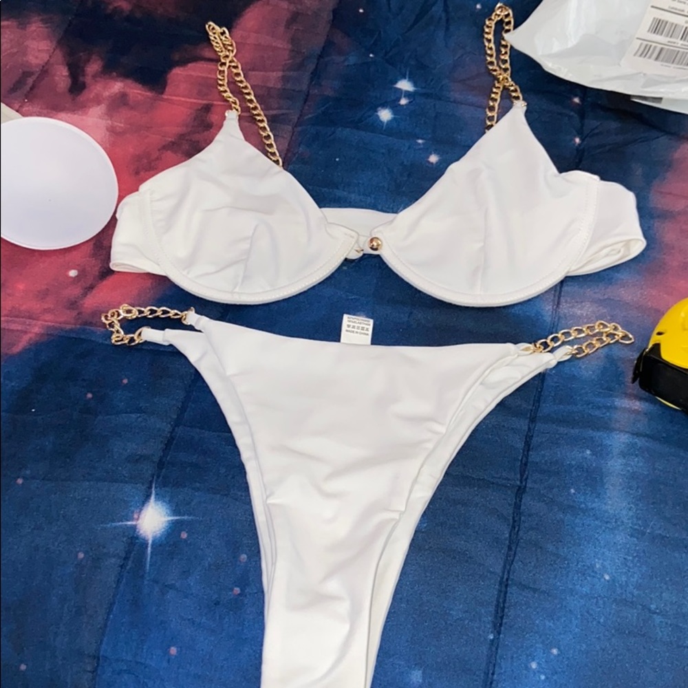 American club wear white bikini